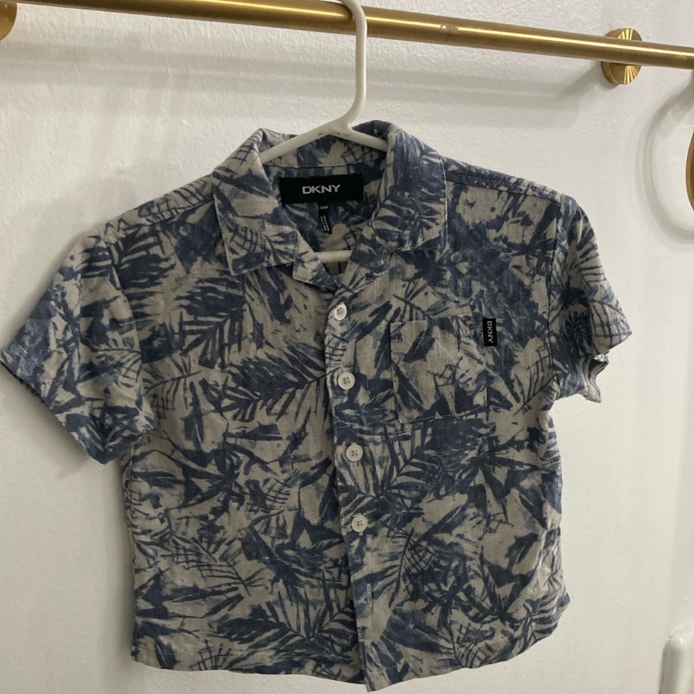 DKNY Blue and Gray Button Down Shirt